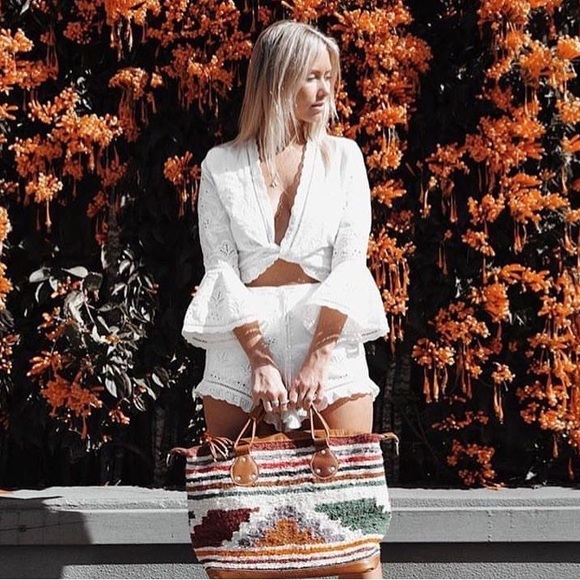 SPELL & THE GYPSY Damsel White Broderie Anglaise Long Sleeve Crop Wrap Top - Picture 4 of 16